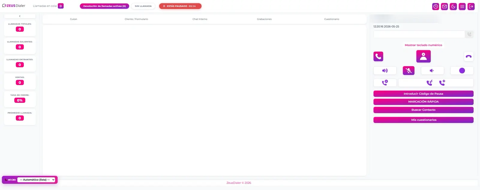 Panel del agente en modo claro