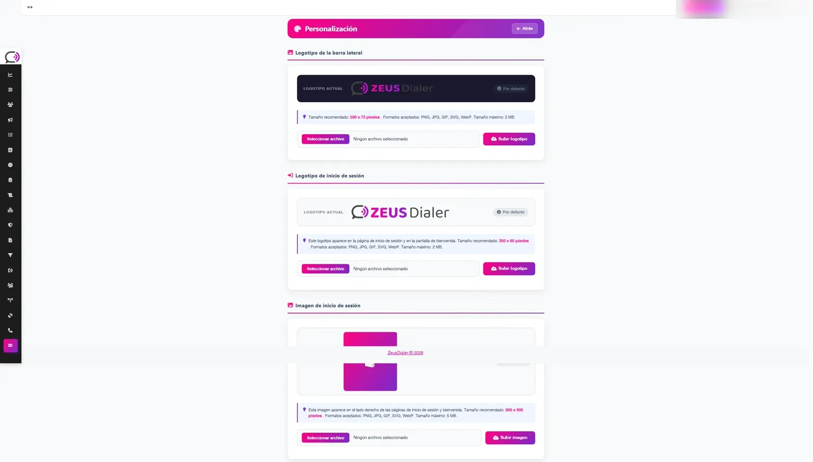 Personalización de logotipos y colores